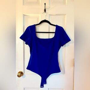 Express Vibrant Blue Bodysuit Short Sleeves